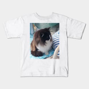 Tuxedo Cat Cute Blue Cats Kids T-Shirt